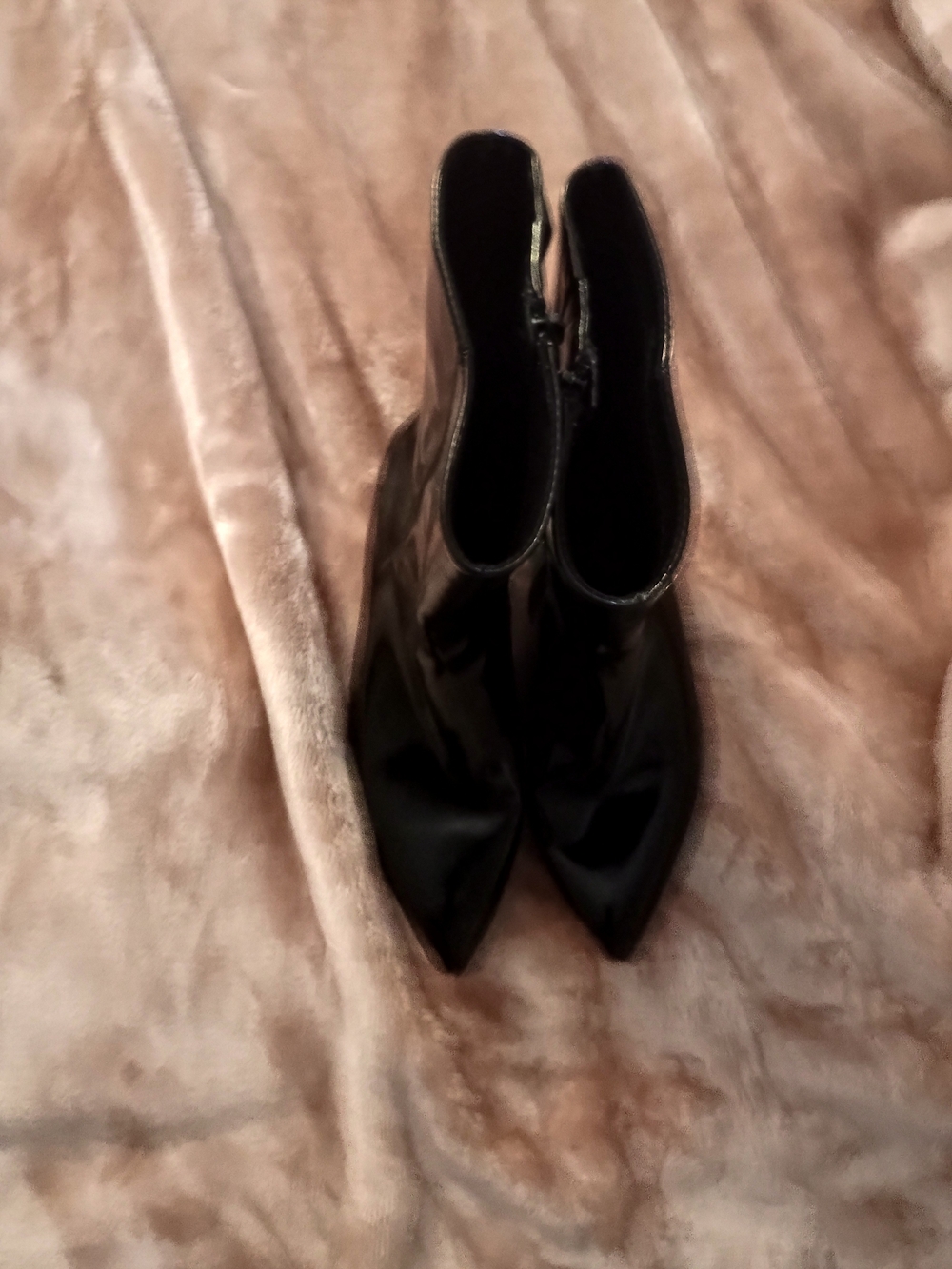 Rachel Zoe Black Pointed-Toe Patent Ankle Booties